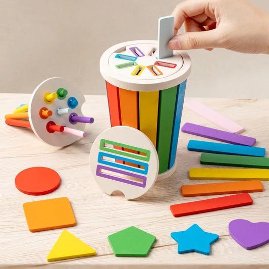 Montessori Color Sorting Matching Toys Wooden Learning Shapes for Kids Aged 3 to 6 Educational Math Game Fine Motor Skills Development