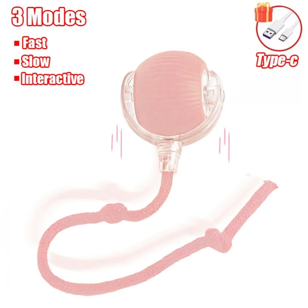 LEMEENQ Cat Interactive Ball Toy Auto Rolling Ball with Tail Rechargeable Smart Pet Interactive Toy Intelligent Mouse for Cat