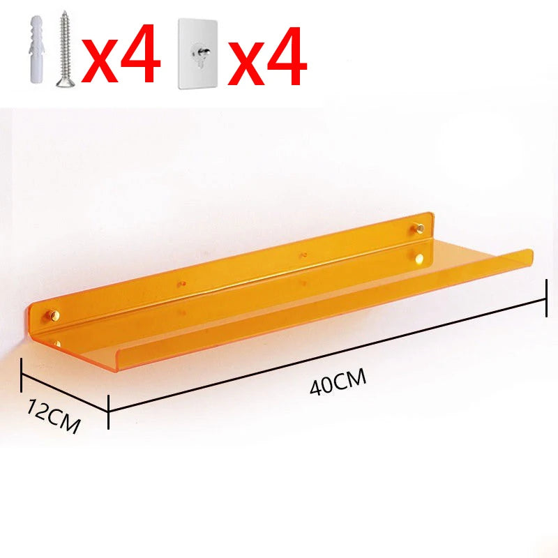 Colorful Acrylic Floating Shelf Invisible Storage Rack for Bathroom Kitchen Living Room