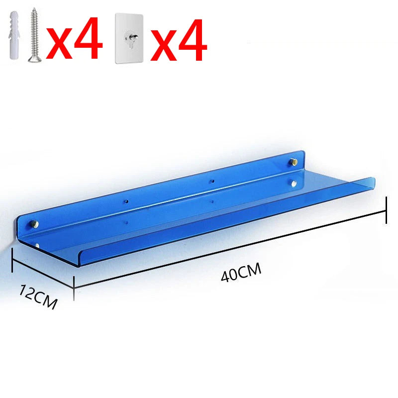 Colorful Acrylic Floating Shelf Invisible Storage Rack for Bathroom Kitchen Living Room