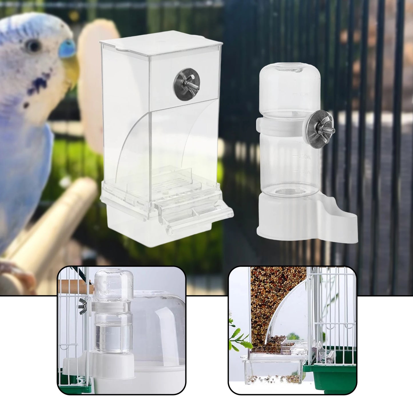 Automatic Bird Feeder Parrot Water Dispenser Cage Accessories for Small Medium Parakeets Food Container Bird Feeding Supplies