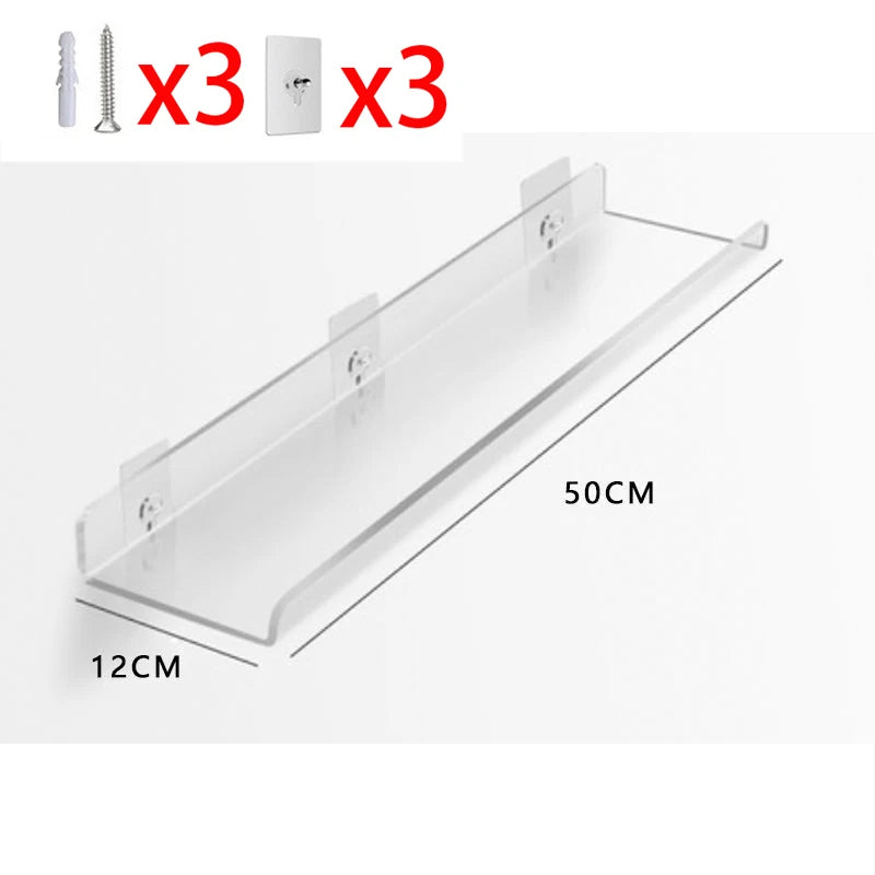 Colorful Acrylic Floating Shelf Invisible Storage Rack for Bathroom Kitchen Living Room