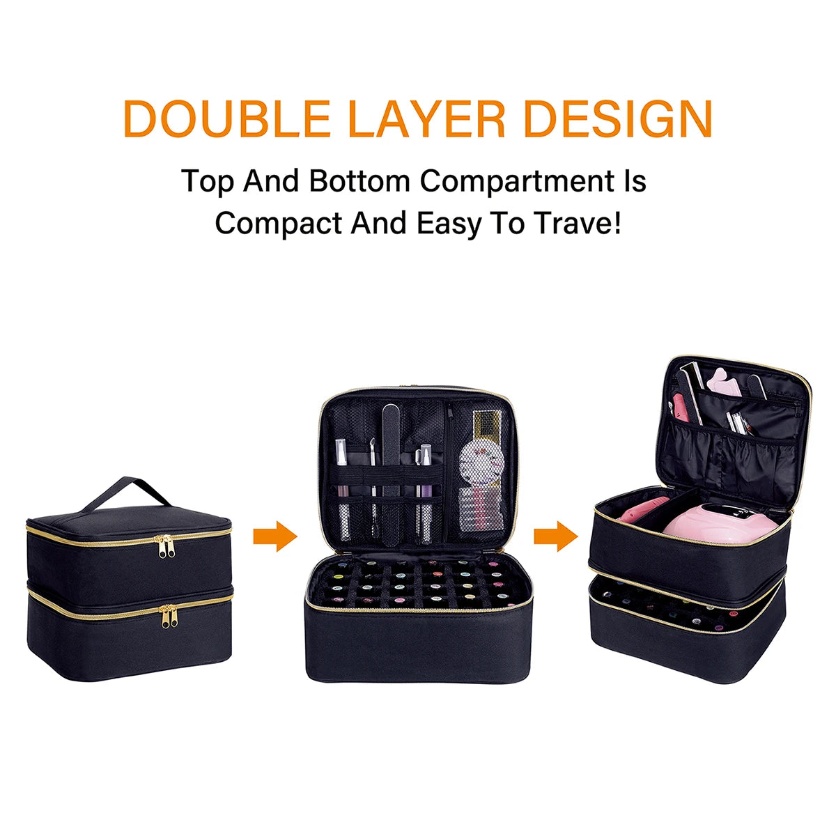 Handheld Double Layer Nail Polish Organizer Tote Bag for Women and Girls - Versatile Cosmetic Case for Nail Art and Essential Oils