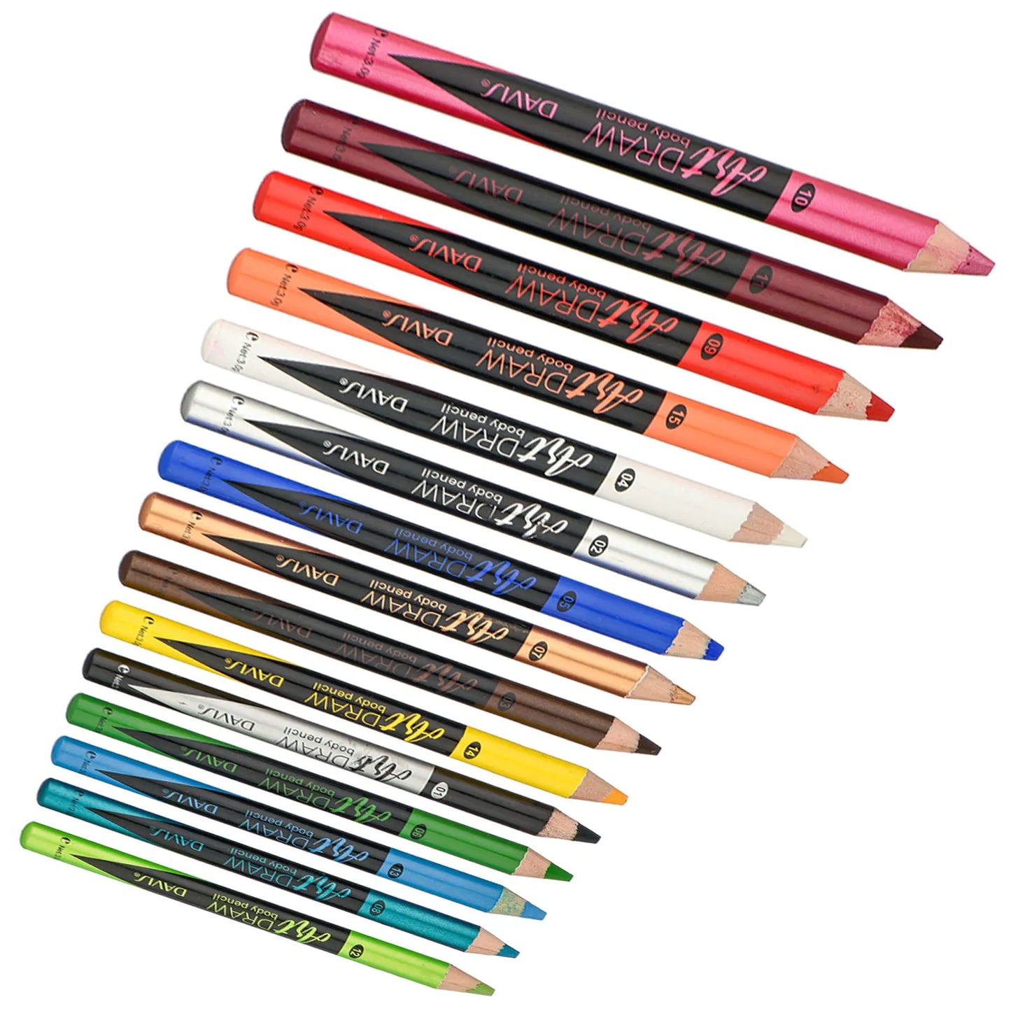 15 Color Eyeliner Lip Liner Pen, Black Blue Multicolor Metallic Pearly Glitter Matte Finish Punk Smokey Style Eye Makeup Pen