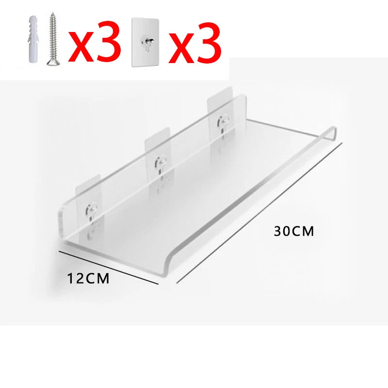 Colorful Acrylic Floating Shelf Invisible Storage Rack for Bathroom Kitchen Living Room