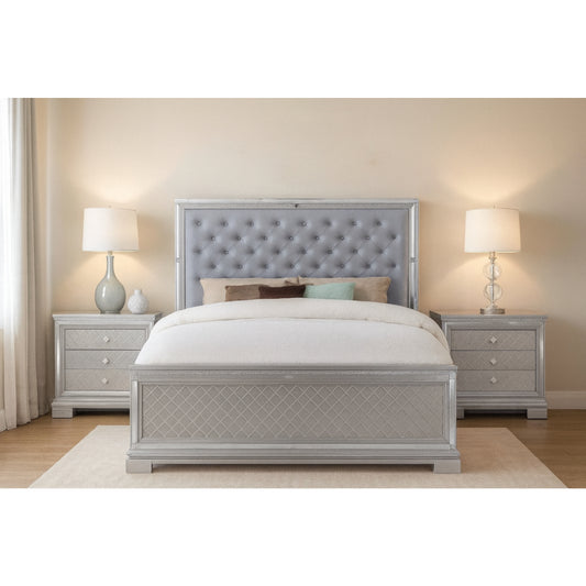 Belleterre Queen Bed with 2 Nightstands by Furniture of America - Gray