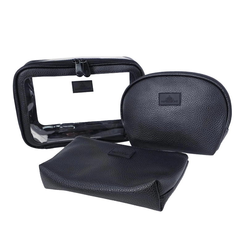 Impressions Vanity Barbados Makeup Bag Set (3-Piece) - Black