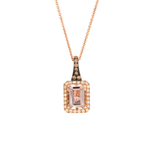 Le Vian Women's 1.16 ct. Peach Morganite, 0.05 ct. Chocolate Diamond and 0.12 ct. Nude Diamond Pendant Necklace in 14K Strawberry Gold