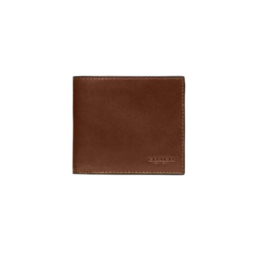 Coach Boxed Water Buffalo Double Billfold Wallet - Brown