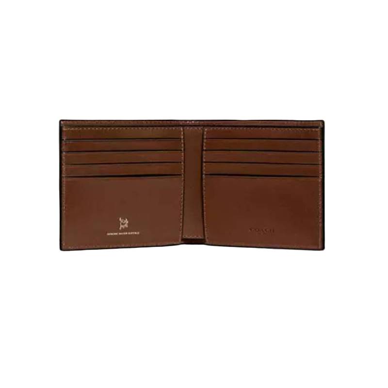 Coach Boxed Water Buffalo Double Billfold Wallet - Brown