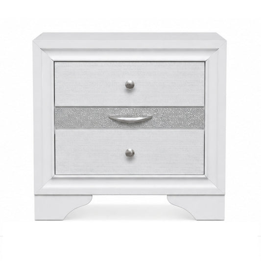 Mesita de noche Chrissy de 26" con 3 cajones de Furniture of America, color blanco