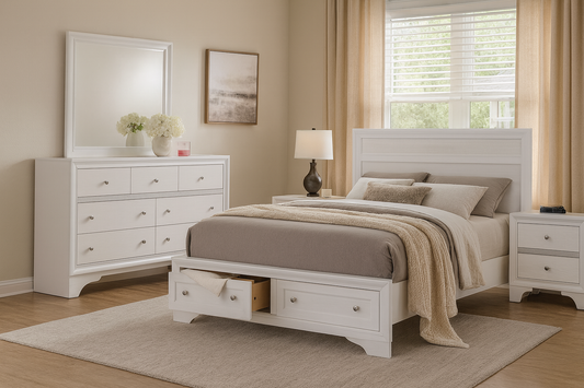 4-Piece Bedroom Set with Queen Bed, Dresser, Mirror and Nightstand by Best Home