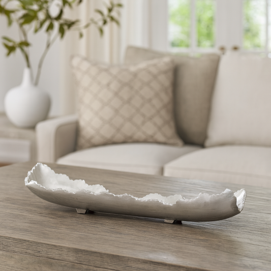 Decor Mache 19" x 7" Live Edge Tray - Silver