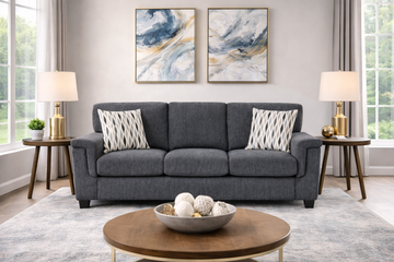Chelsea 82" Sofa with Decorative Pillows by Homelegance - Gray