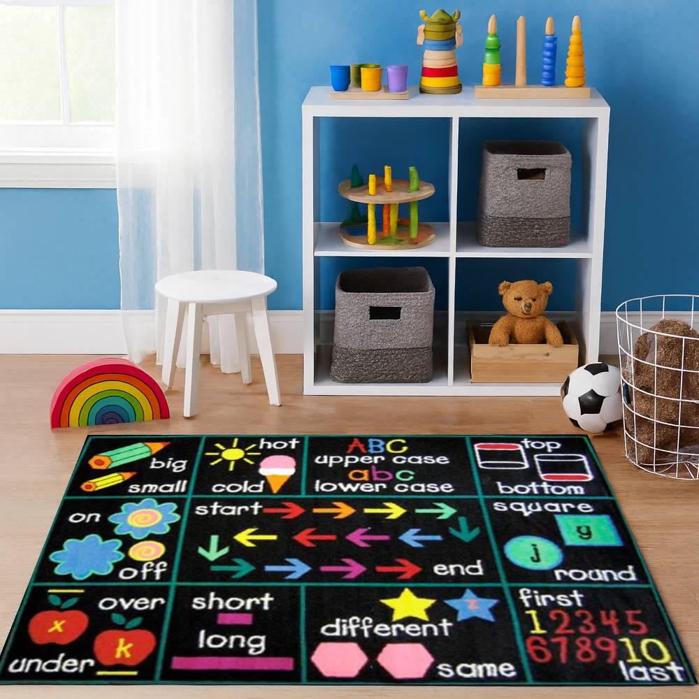 L.A Rugs Fun Time Compare Rectangular Area Rug - Black