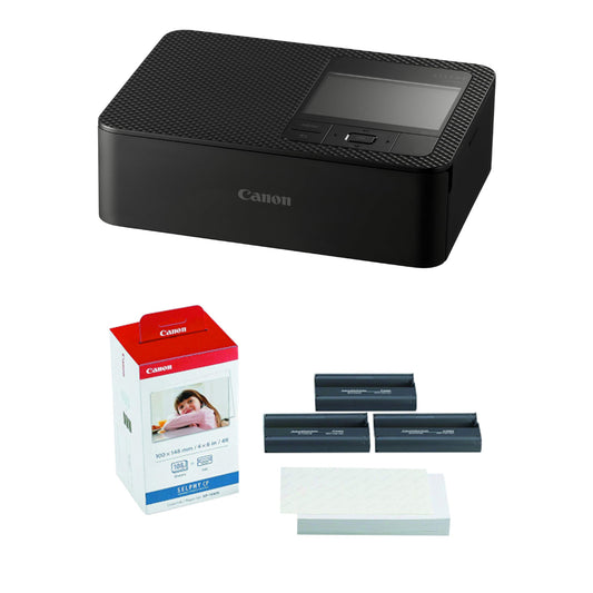 Bundle: Canon Selphy CP1500 Wireless Compact Photo Printer - Black + KP-108IN Ink/Paper Set for Selphy Printer