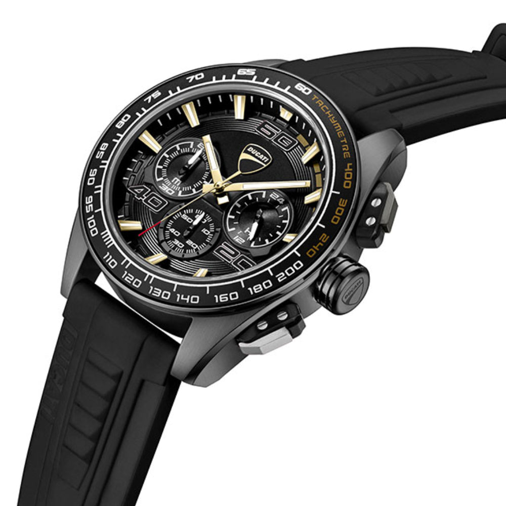Ducati Men's 44mm Chronograph Strap Watch - Black Dial