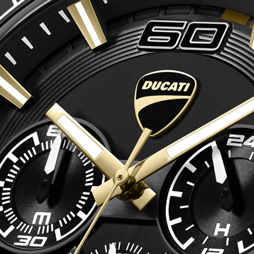 Ducati Men's 44mm Chronograph Strap Watch - Black Dial