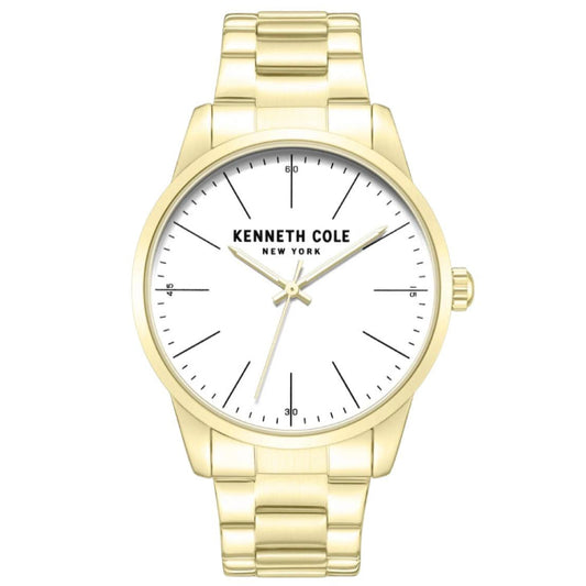 Kenneth Cole New York Men's 44mm Analog Gold Bracelet Watch - White Dial