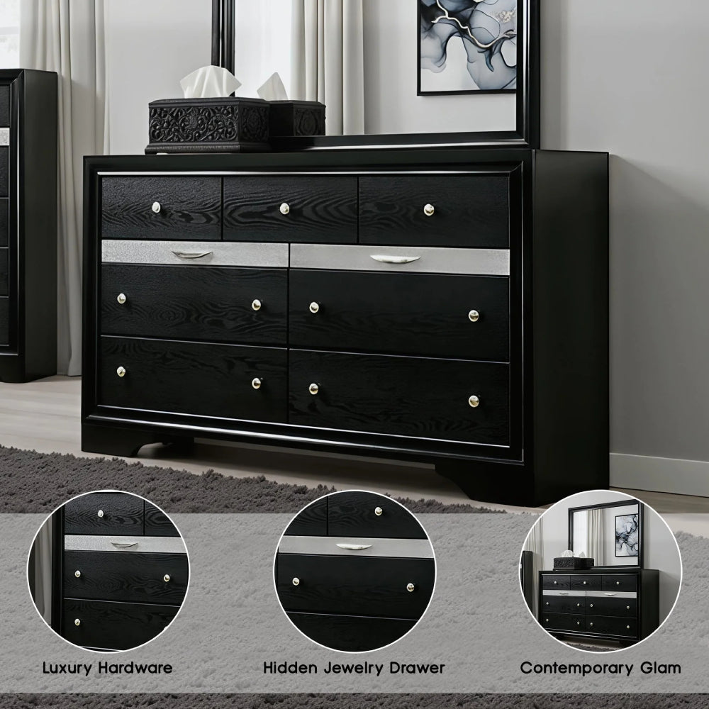 Oscar 38.8" Dresser with 9 Drawers by Best Home - Black