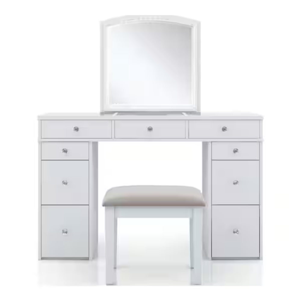 Louise Vanity Set with Stool by Furniture of America - White