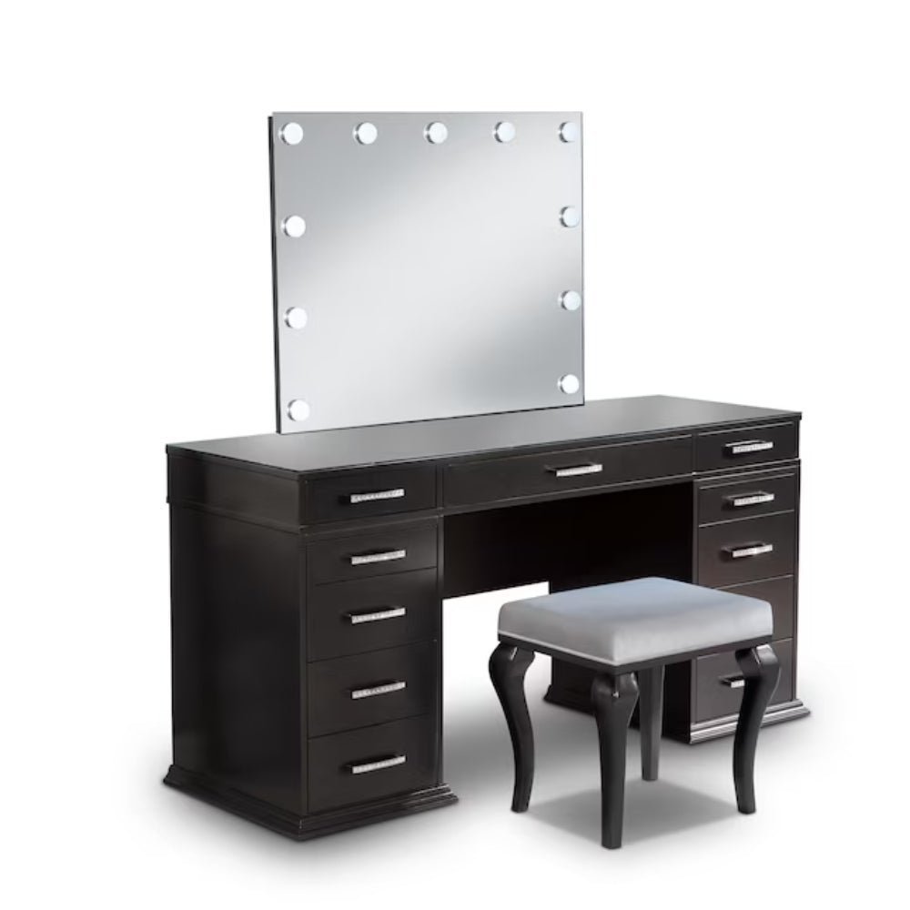 Tocador Valentina de Furniture of America, gris oscuro