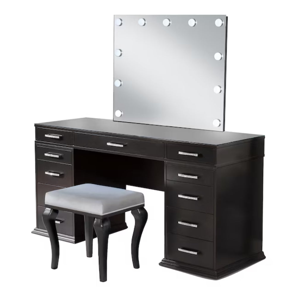 Tocador Valentina de Furniture of America, gris oscuro