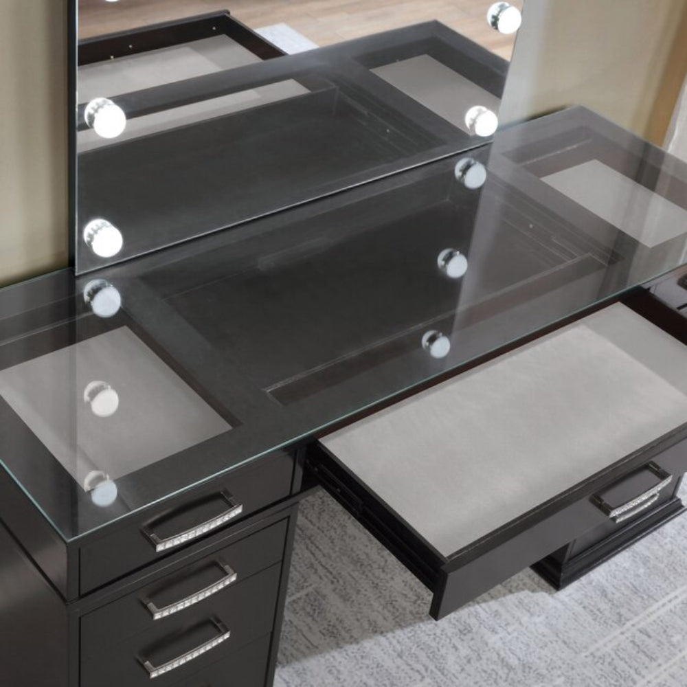 Tocador Valentina de Furniture of America, gris oscuro