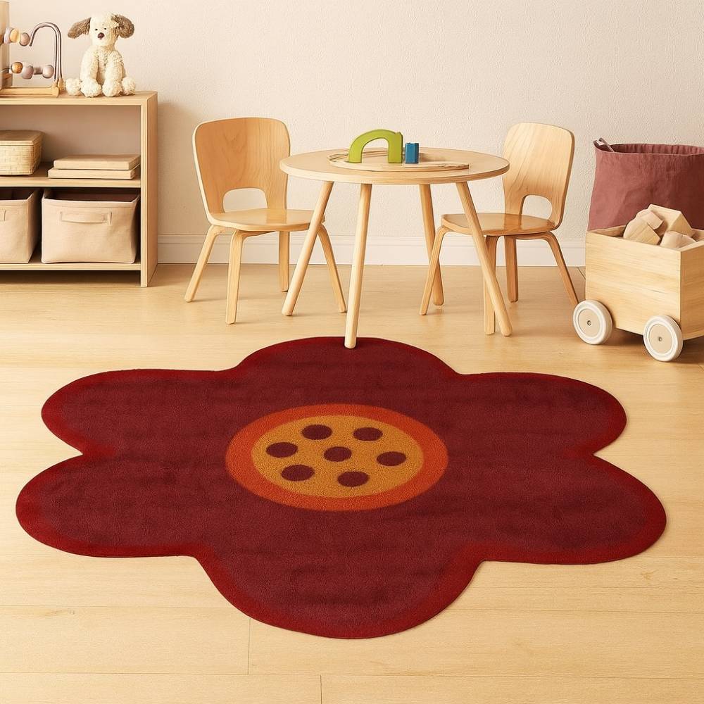 L.A Rugs 3'3" x 3'3" Fun Time Poppy Novelty Flower Cut Rug