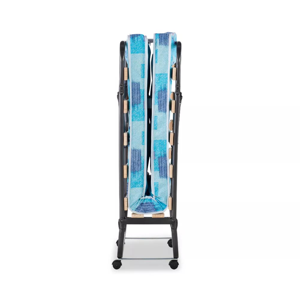 4" Twin Mattress Metal Frame Roma Rollaway Folding Guest Bed by Linon