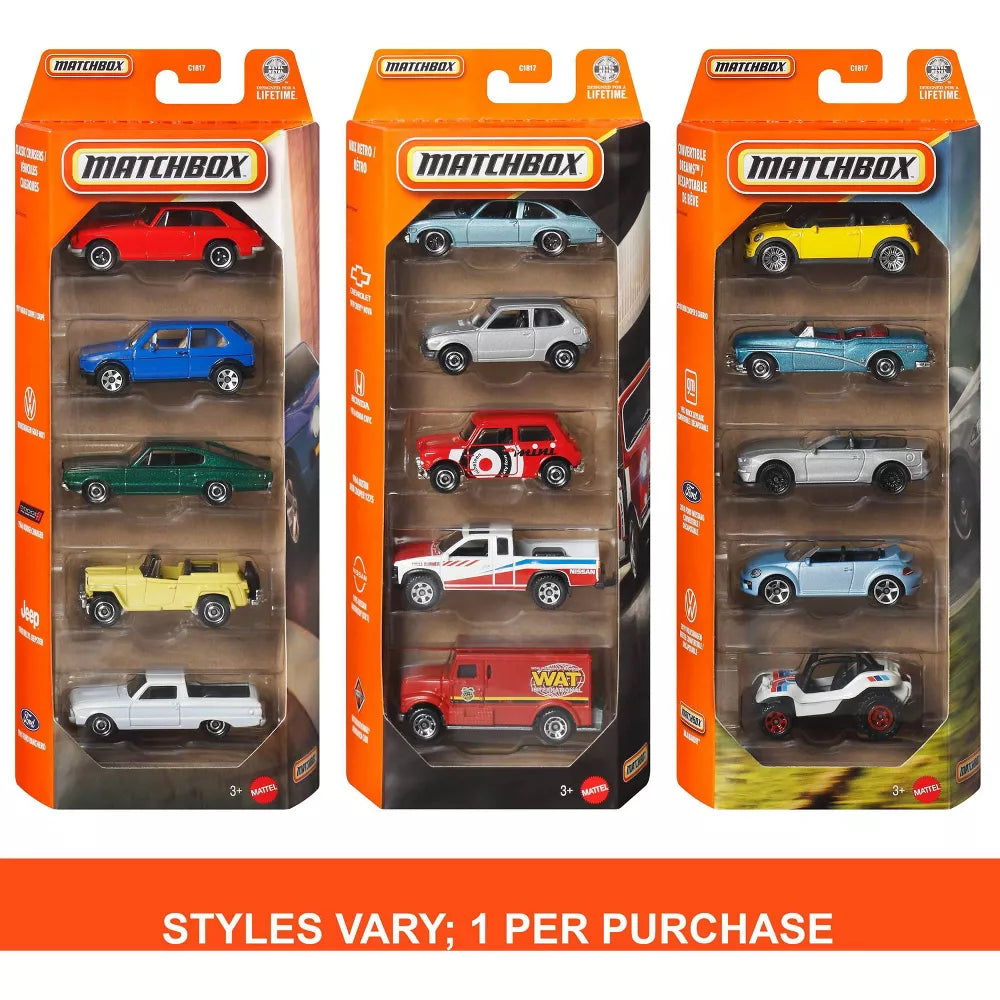 Matchbox 5 Car Pack (Styles may vary)