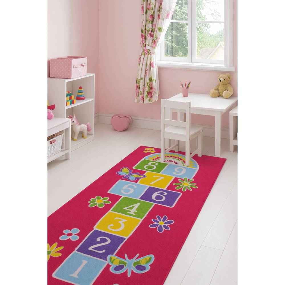 L.A Rugs 2'6" x 6'6" Fun Time Garden Hopscotch Rectangular Area Rug - Red