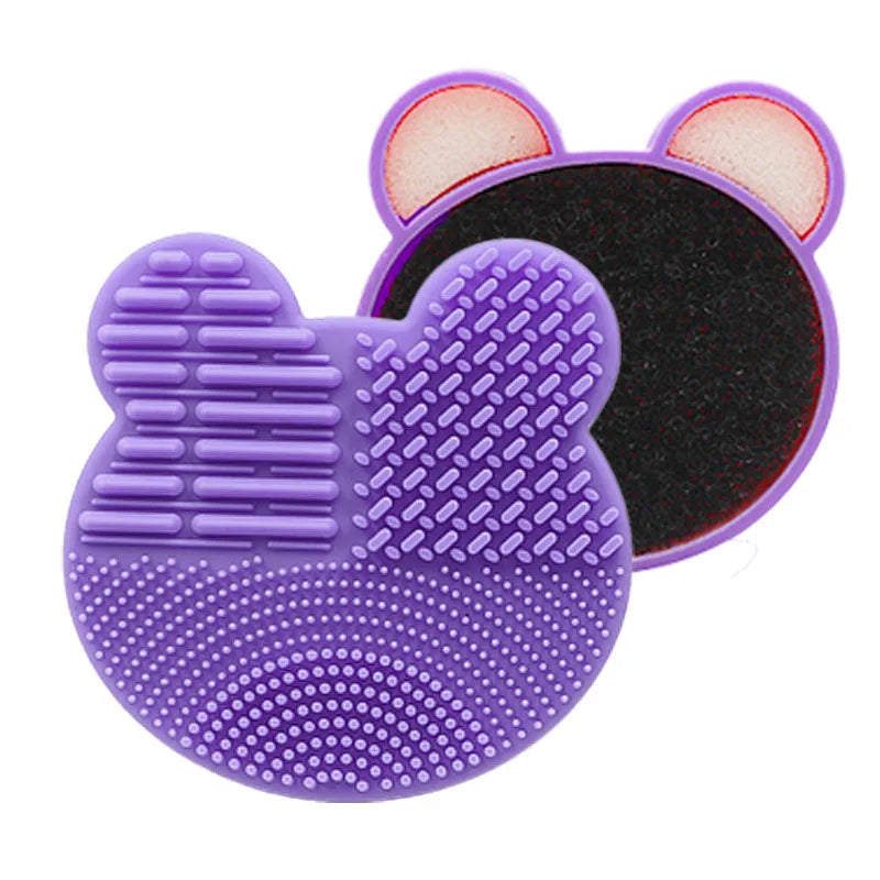 Bear/ Heart-shaped Silicone Makeup Brush Scrubber Board  Cleaner Pad Foundation Make Up Washing Brush Cleaning Gel  Mat Tool