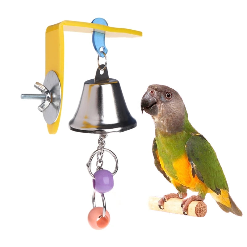 Parrot Bell Toys Birds Chewing Hanging Cage Bite Accessories Parakeet Beads Play