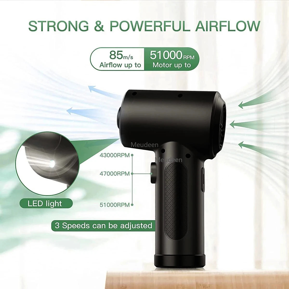 Cordless Electric Air Duster 51000RPM Wireless Compressed Air Blower for Cleaning Electronics and Home Surfaces