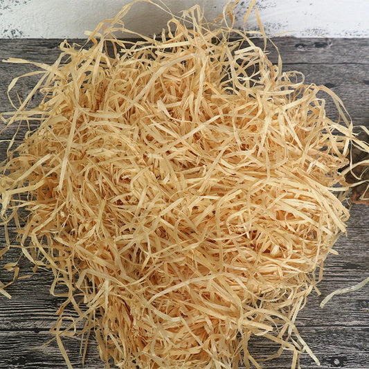 10g Natural dried Uncolored Wood wool Gift Box Filler Wedding Party Decoration Crinkle Cut Paper Flap Packaging Gift Filler