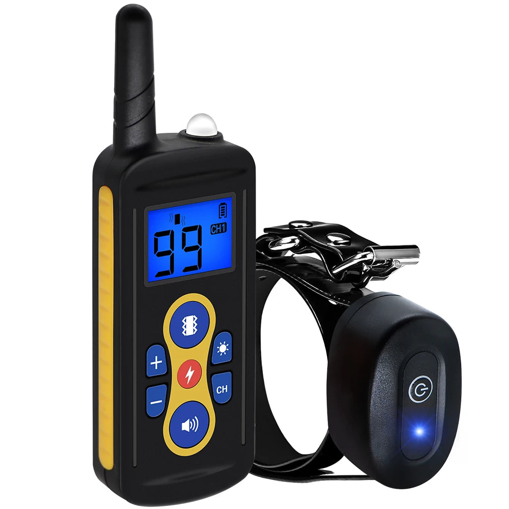 Electric Dog Training Collar 800m Distance Dog Trainer Remote Control Dog Collars Rechargeable Dog Shock Vibration Sound Collar