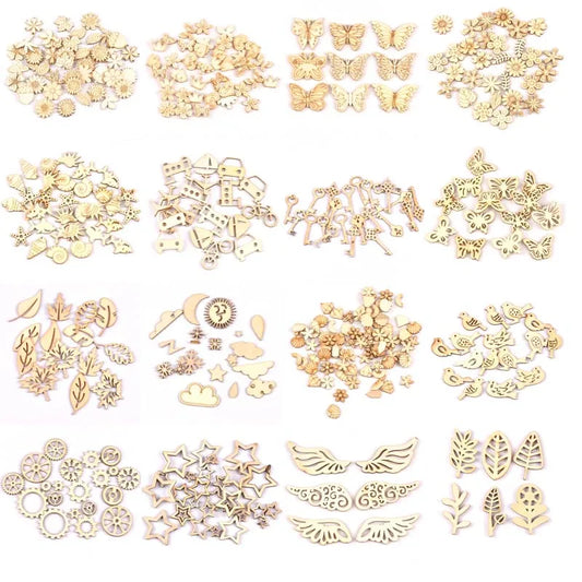 Mixed Leaf Animal Butterfly Chips Wooden Cutouts Craft Embellishments mt2520