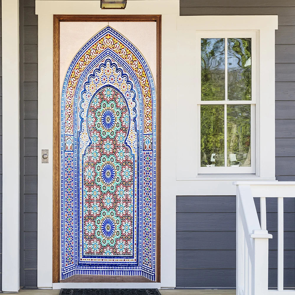 2pcs/Set Muslim Styles Door Art Mural Sticker Peel & Stick PVC Home Decor