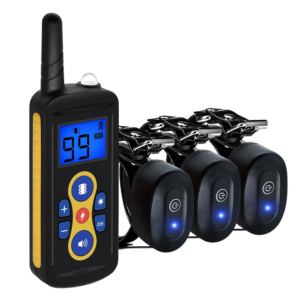 Electric Dog Training Collar 800m Distance Dog Trainer Remote Control Dog Collars Rechargeable Dog Shock Vibration Sound Collar