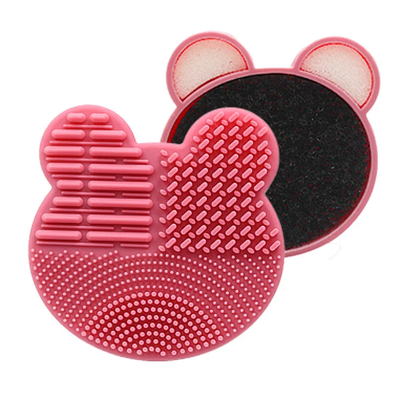 Bear/ Heart-shaped Silicone Makeup Brush Scrubber Board  Cleaner Pad Foundation Make Up Washing Brush Cleaning Gel  Mat Tool