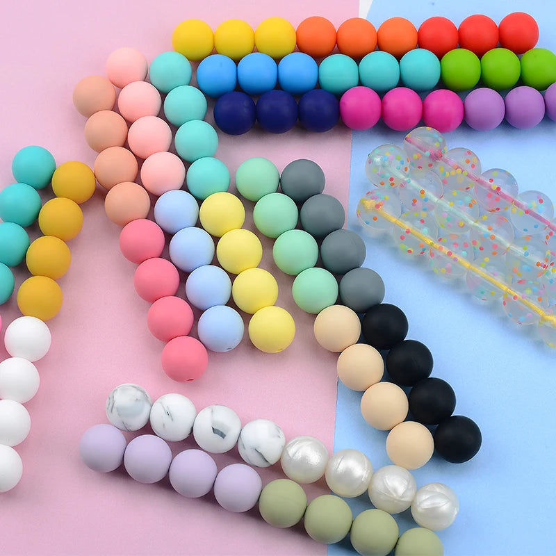 LOFCA 15mm Silicone Loose Beads 20pcs Safe Teether For Infants