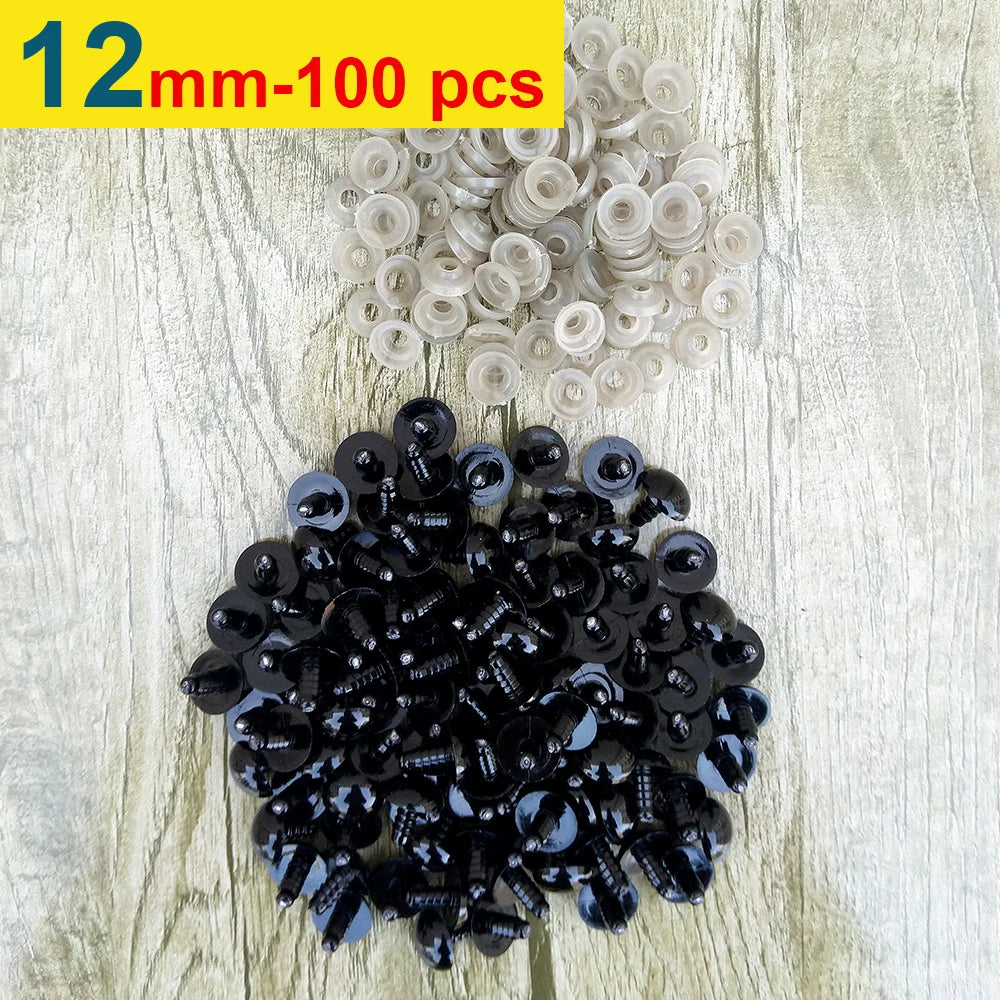 100pcs 8/10/12/14mm Plastic Safety Eyes for DIY Doll Toys
