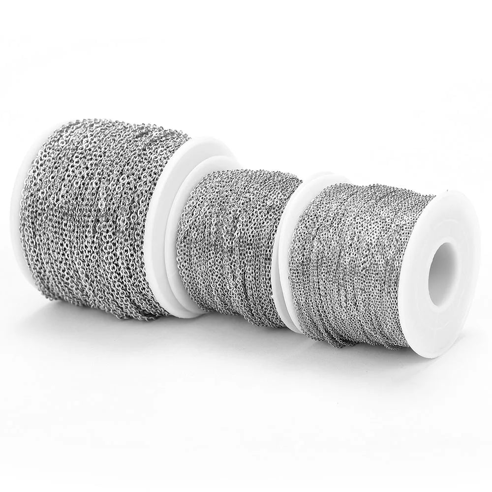 10 Meters Stainless Steel Chain 1 1.5 2mm Gold Steel Color for DIY Jewelry Making