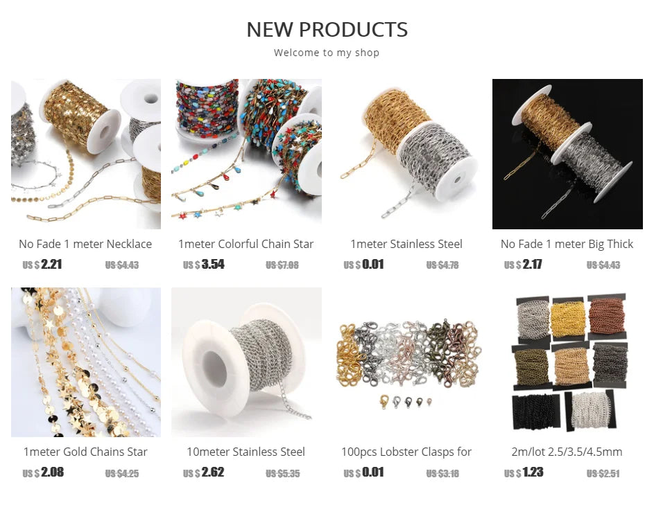 2 Meters Gold Stainless Steel Extension Chain 2/3/4mm for DIY Jewelry