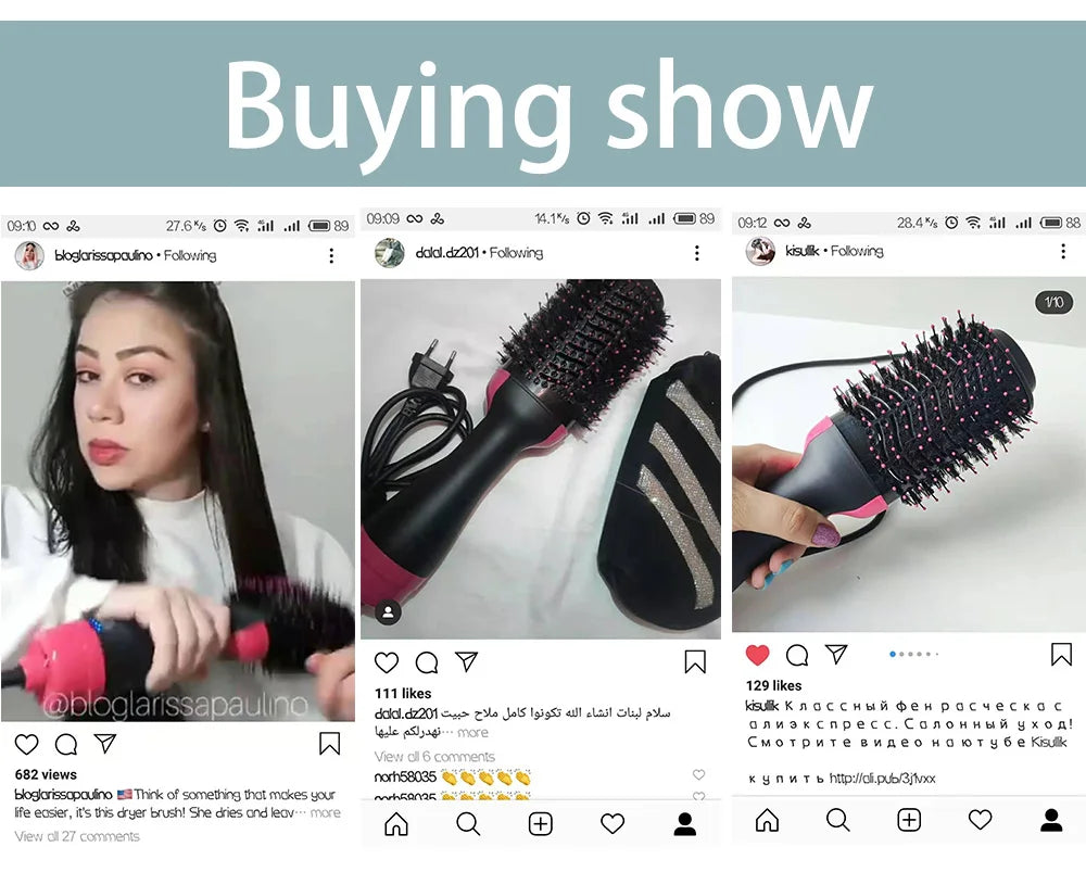 LISAPRO 3 IN 1 Hot Air Brush One-Step Hair Dryer Styler