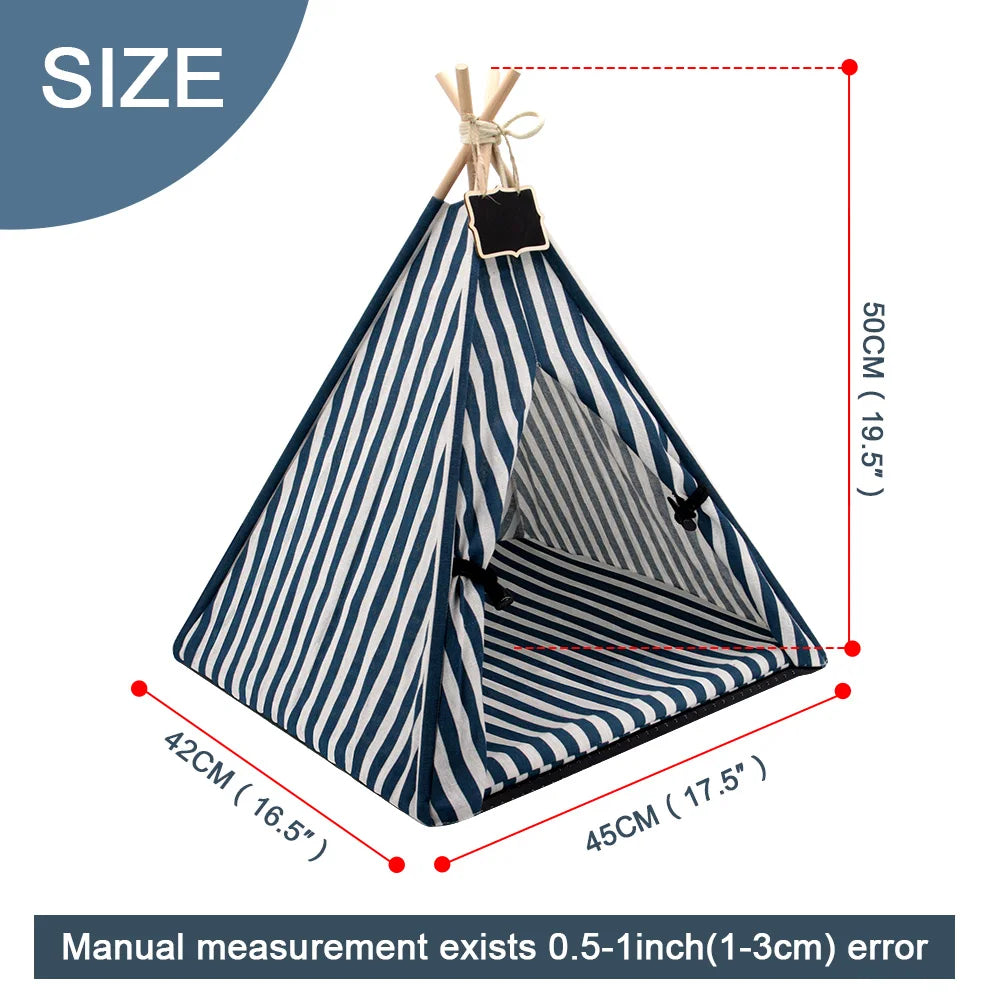 Pet Tent House Cat Tunnel Portable Teepee Small Dog Puppy Tent Bed Kennel Warm Cat Indoor Outdoor House Sleeping Bed Cushion