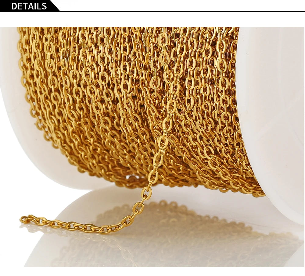 10 Meters Stainless Steel Chain 1 1.5 2mm Gold Steel Color for DIY Jewelry Making