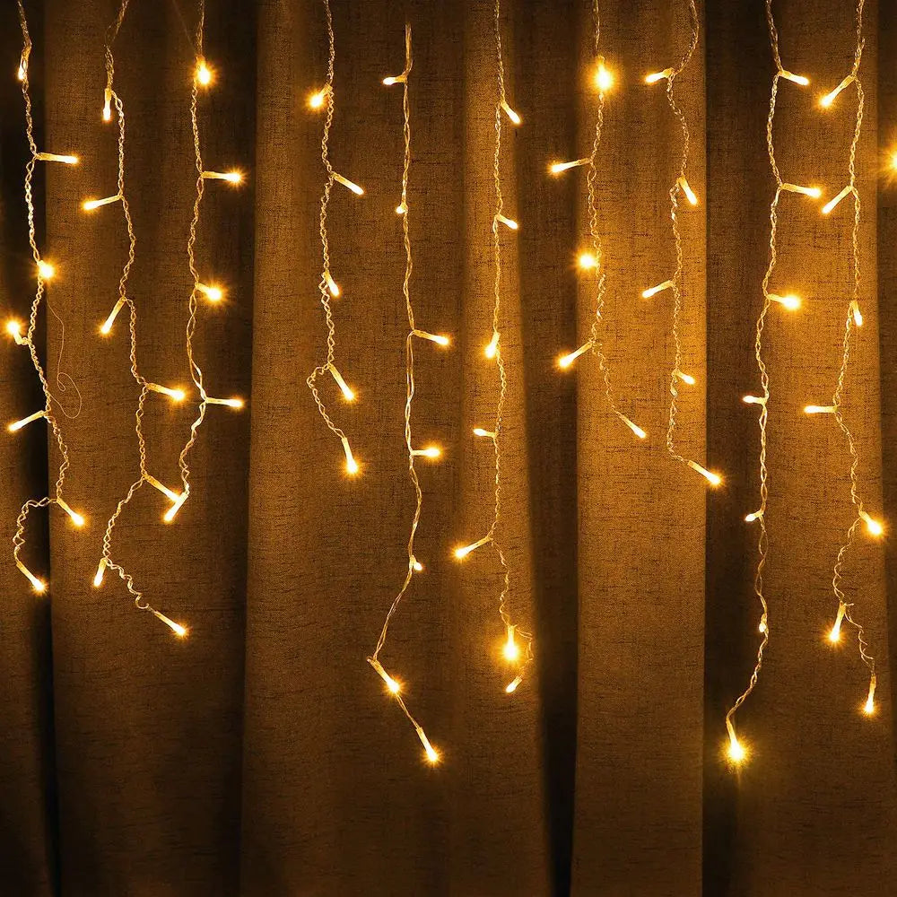 4/6/12M LED Icicle String Lights Fairy Curtain Birthday Lights Garland For Outdoor Garden Party Home Street 2025 New Year Decor