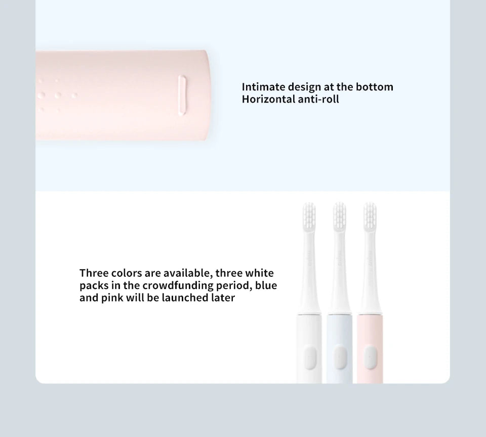 XIAOMI Mijia T100 Cepillo de dientes eléctrico sónico Mi Smart Tooth Brush Colorido USB Recargable IPX7 Impermeable Para cabezal de cepillo de dientes